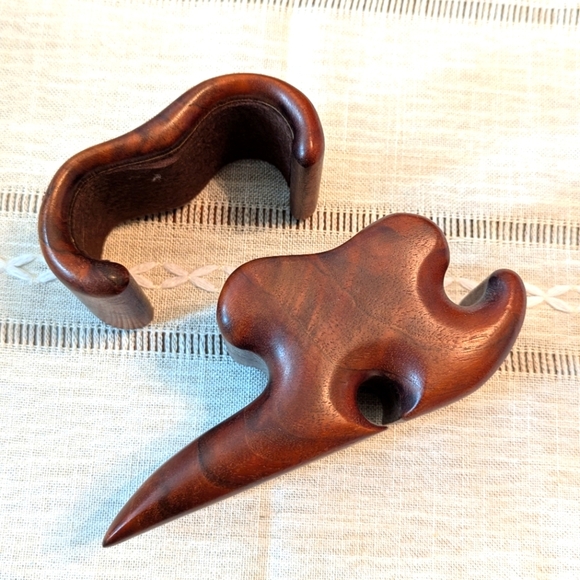 Vintage 1980's Handcrafted Black Walnut Puzzle Box - Signed - Picture 3 of 9